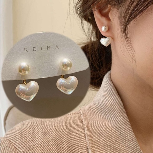 Jewelry - Pearl heart earrings